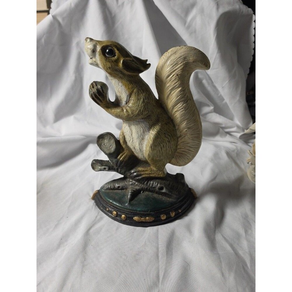 Vintage Upper Deck Ltd Cast Iron Squirrel Figurine Doorstop Woodland Decor Heavy